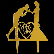 Cake topper Mr&Mrs handkus goud